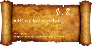 Véry Krisztofer névjegykártya